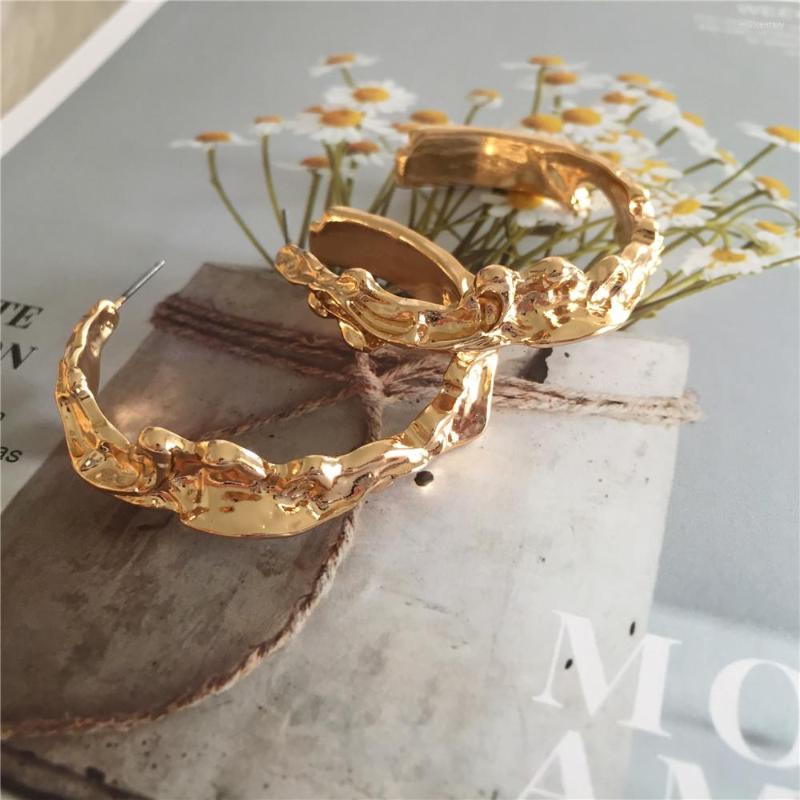 

Hoop Earrings Trendy Chic Gold Color Plating Irregular Shape Sculpture For Women Girl Modern Jewelry