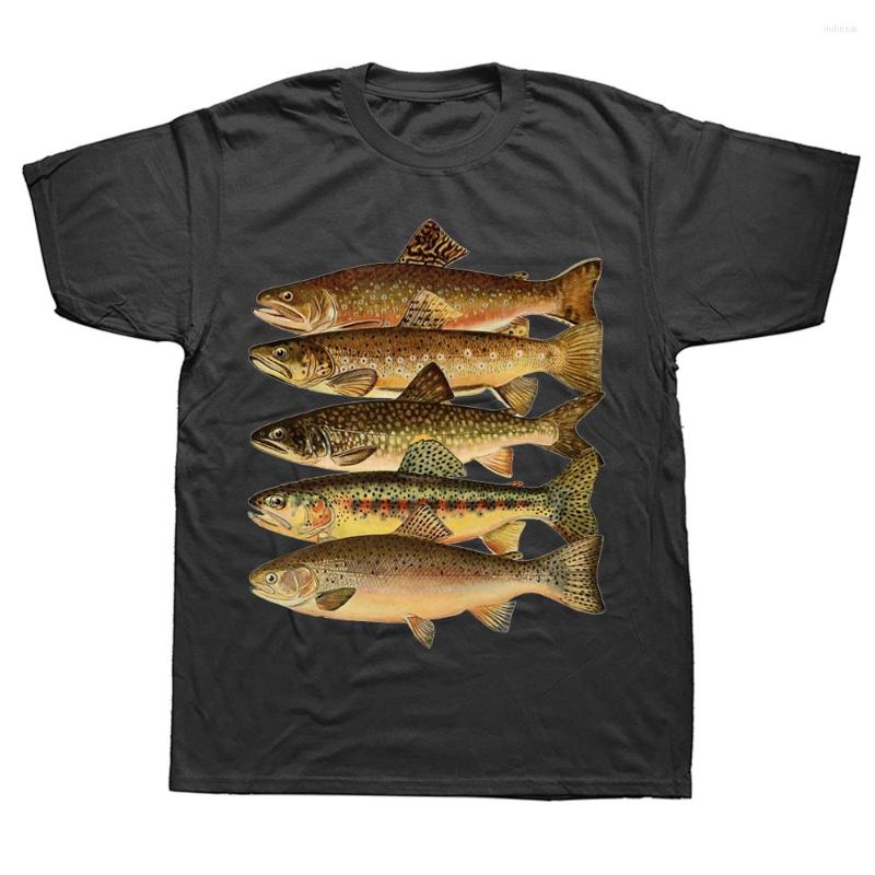

Men's T Shirts Funny Types Of Trout Fish Fishing Shirt Summer Graphic Cotton Streetwear Short Sleeve Birthday Gifts T-shirt Mens, White