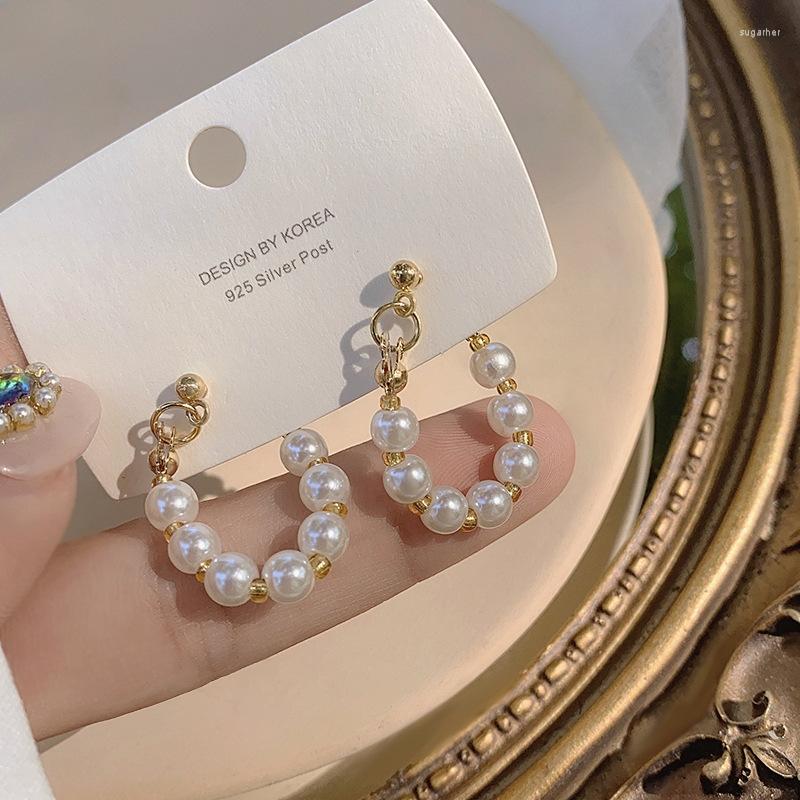 

Dangle Earrings Colorful L Trend Simulation Pearl Long Hoop For Women Friend Unique Design Fashion Daily Jewelry Accessories Gift