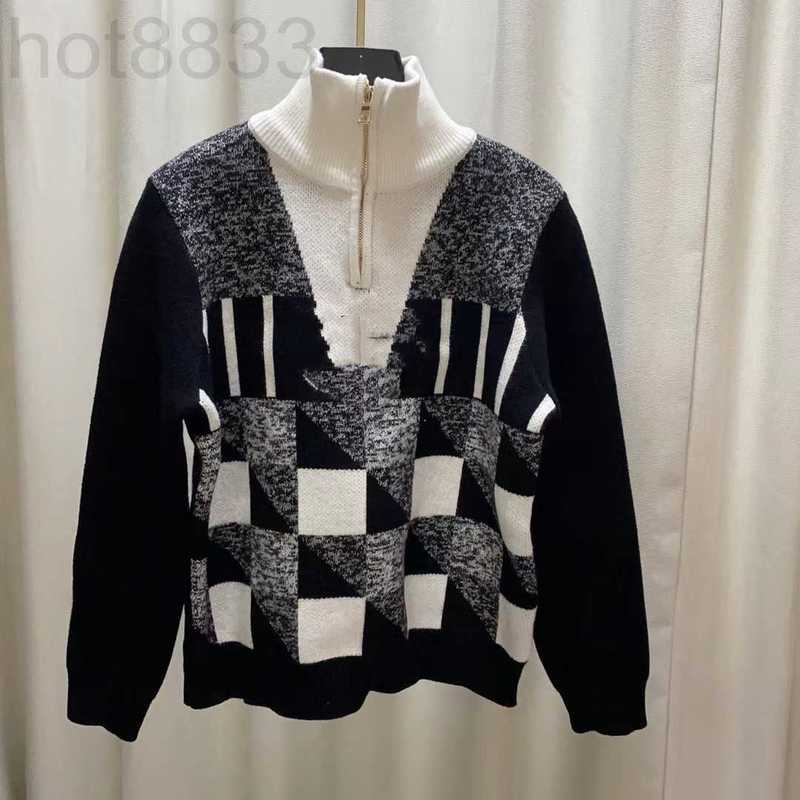 

Women' Sweaters Designer Autumn Winter Milan Runway Stand Collar Long Sleeve High End Jacquard Pullover Tops QLP6, Picture colour