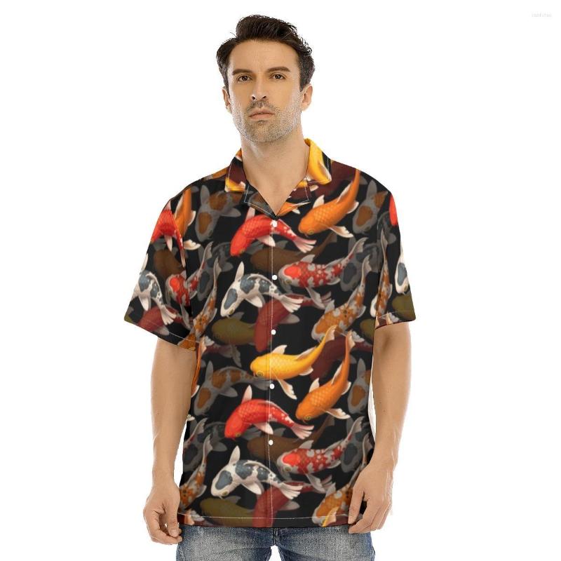 

Men' Casual Shirts Men' Hawaiian Shirt Chinese Style Koi Print Short Sleeve Button Up Summer For Men And Women, Cl079286