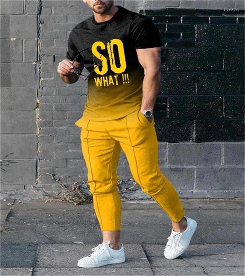 

Men' Tracksuits Summer Sportwear Suit 3D Printed Casual Trend Oversized Clothes Short Sleeve T Shirt Long Pants Men 2 Piece Sets Tracksuit, Tracksuit-1