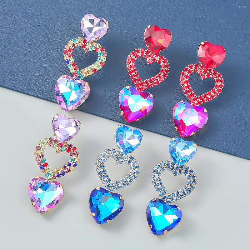 

Dangle Earrings DOINGPRO Fashion Metal Glass Rhinestone Multilayer Heart Campus Party Elegant Jewelry Women's