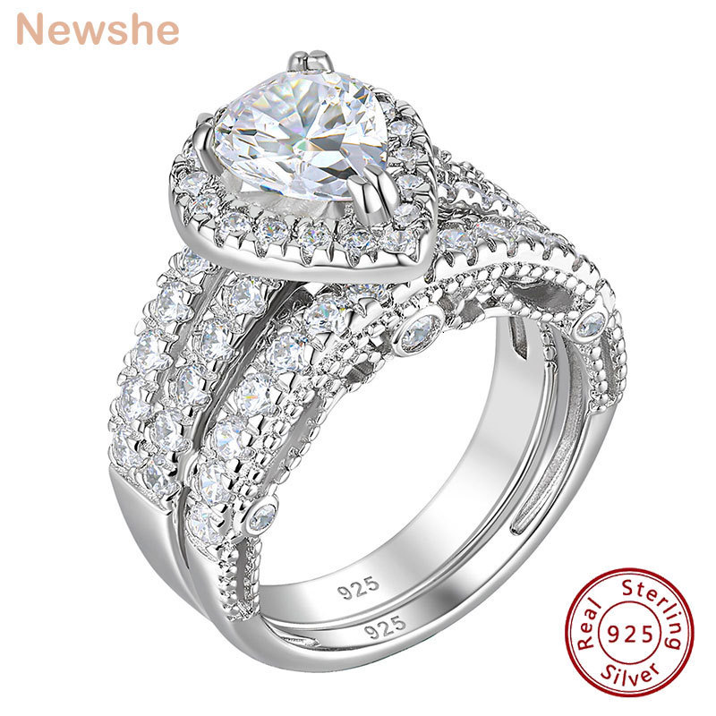 

Wedding Rings she 925 Sterling Silver Wedding Engagement Rings Set For Women Pear Oval Cut AAAAA CZ Imitation Diamond Bridal Jewelry 230313