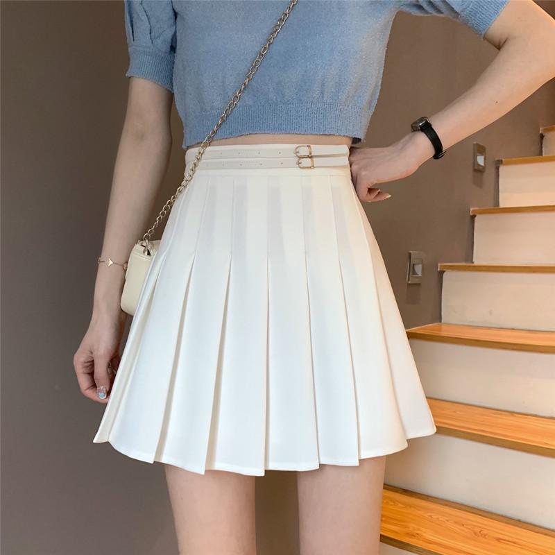 

Skirts White Pleated Skirt Women' Summer 2023 Fashion High Waist Slim A-line Spring And Autumn, See chart