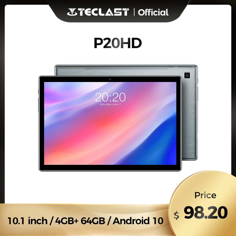 

Teclast P20HD Tablet PC 10.1 inch IPS Android 10 Tablette 1920x1200 4GB RAM 64GB ROM Tablets PC SC9863A Octa Core 4G LTE Tabletas, Silver