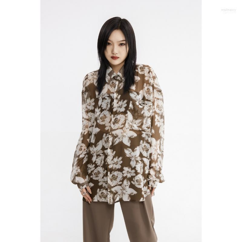 

Women's Blouses & Shirts 2023 Summer Loose Minority Retro Long Sleeve Shirt Brown Light And BreathableWomen's Wall22, Auburn