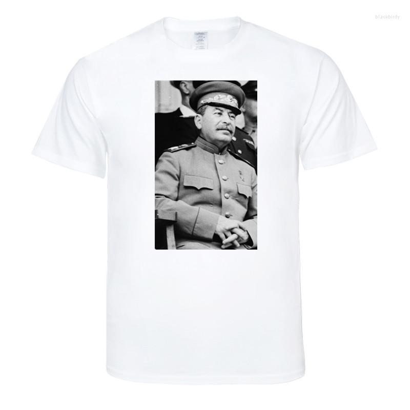 

Men's T Shirts Men's Casual High Quality Cotton Short Sleeve T-Shirt Stalin Printing O-neck Hip Hop For Men, White