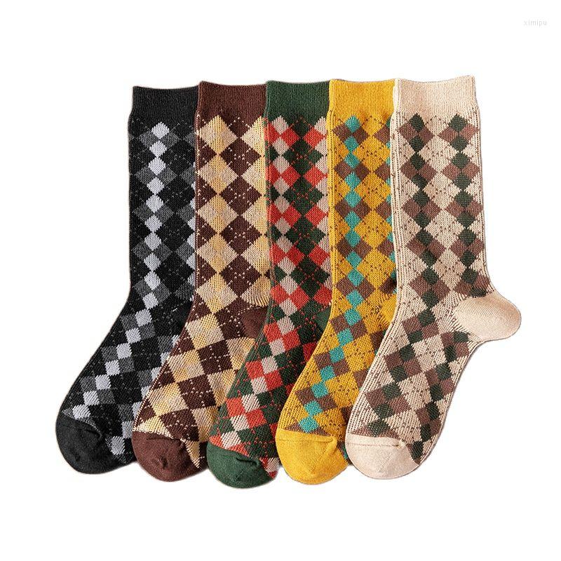 

Women Socks Women's Soft Breathable High Quality Cotton Geometric Happy Classic Street Fashion Casual British Style, Black