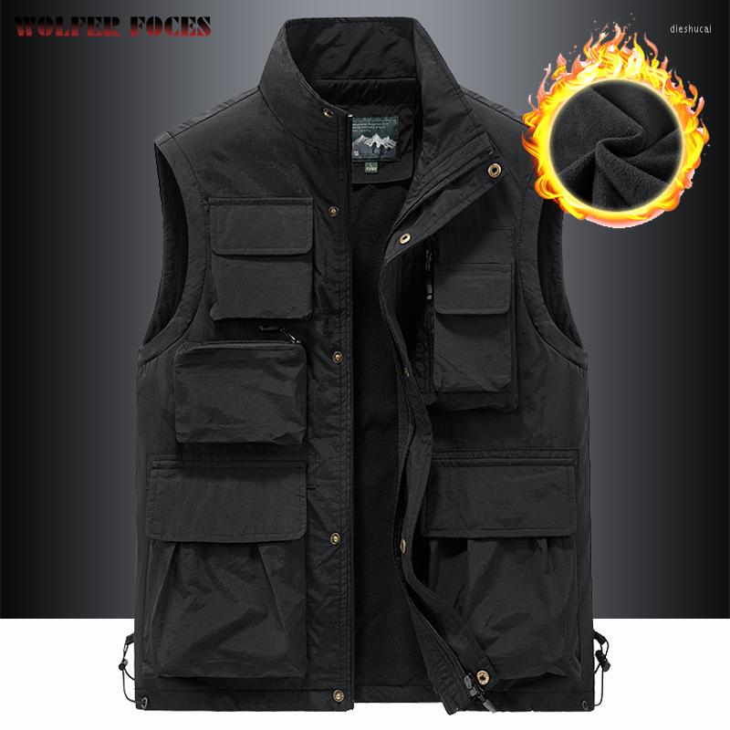 

Men's Vests Men's Waistcoat Camping Jackets Sports Vest Outdoors Zip Sleeve Male Coat Clothing Tactical Work Sleeveless Winter, Black