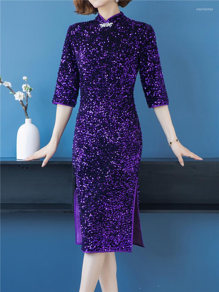 

Party Dresses High Quality Cheongsam Dress Spring Summer Half Sleeve For Women Pullover Casual Slim Chinese Style, Style 3