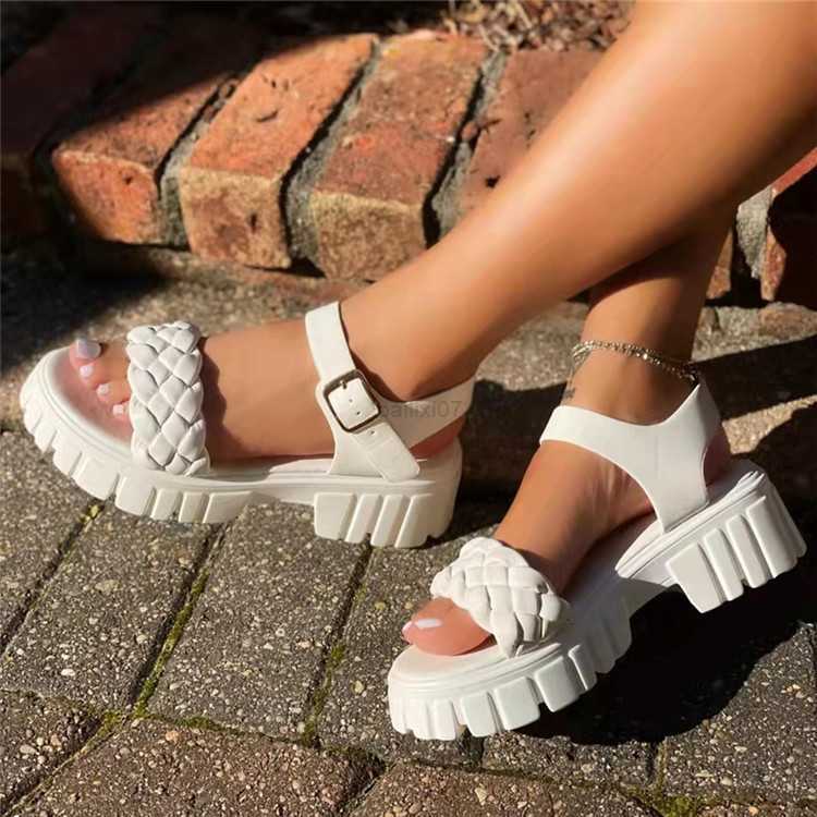 

2023 Summer Shoes Women Sandals Roman Style Sandals Heel Shoes Woven Beach Slippers Y2303, Dark brown12