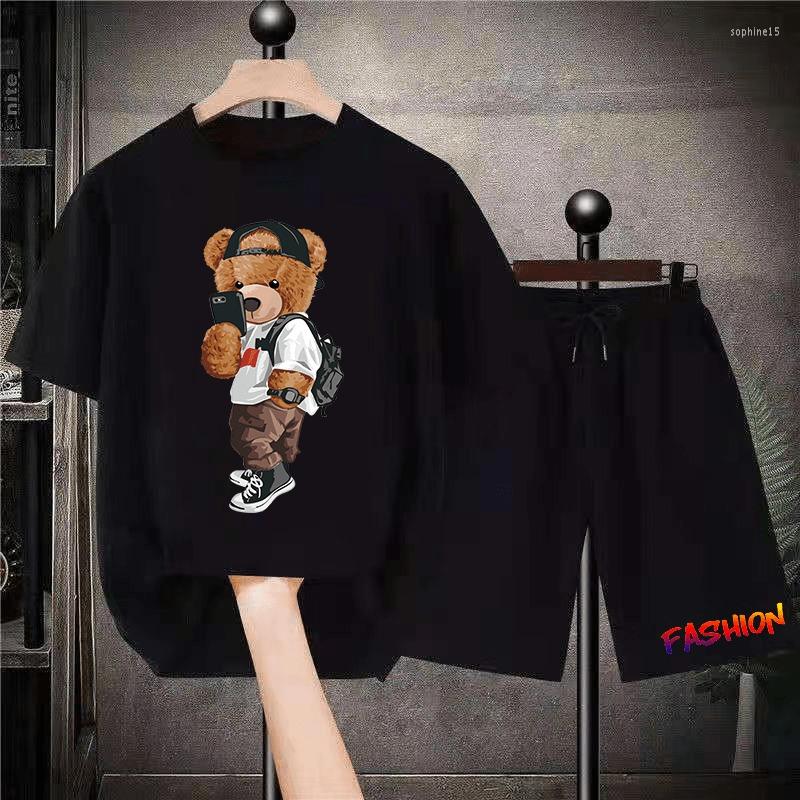 

Men' Tracksuits Men' T-Shirts Set Cotton Quality Shorts Tracksuit 2 Piece Outfits Fashion Print Summer Man Clothing