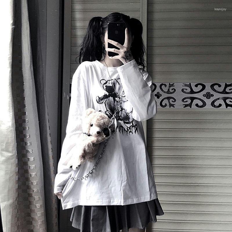 

Women's T Shirts Retro 2023 Autumn Cute Bear Printing Long Sleeve Women Loose T-shirt Harajuku Y2k Top Aesthetic Clothes Vintage Fashion, White