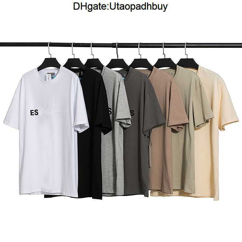 

Double Thread Ess Mens T Shirt Three Dimensional Letter Short Sleeve T-shirt Fog European Loose Men' And Women' Base Shirts, White