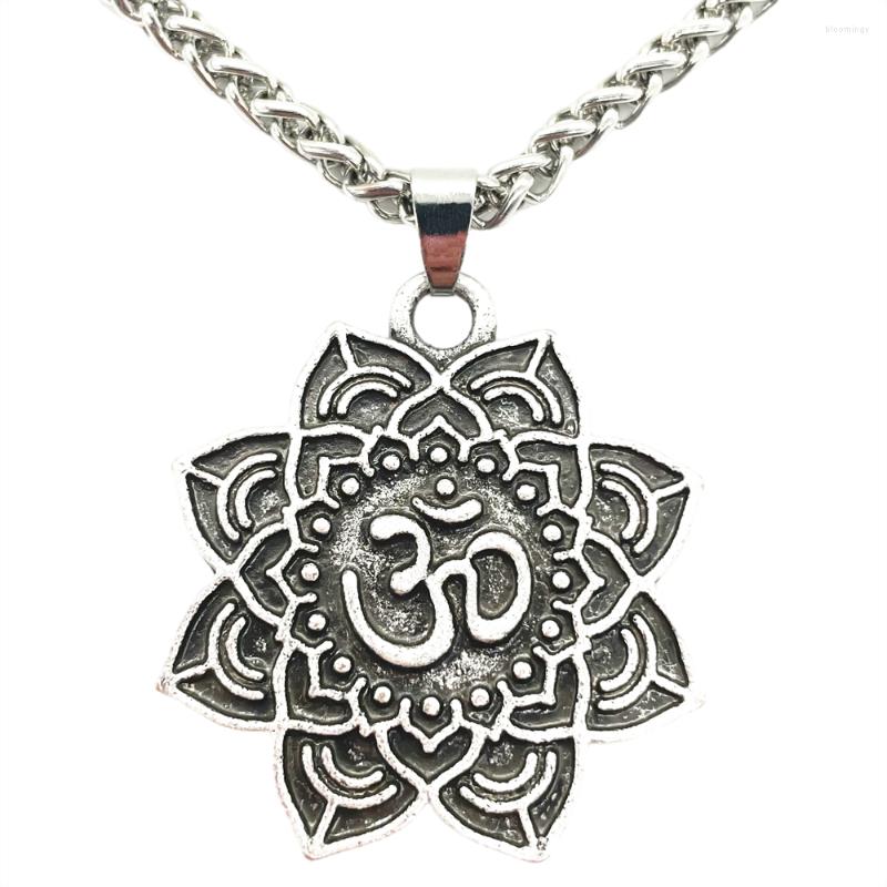 

Chains Nostalgia Lotus Yoga Om Buddha Pendant Necklace Women Accessories Mandala Meditation Spiritual Sacred Geometry Jewelry
