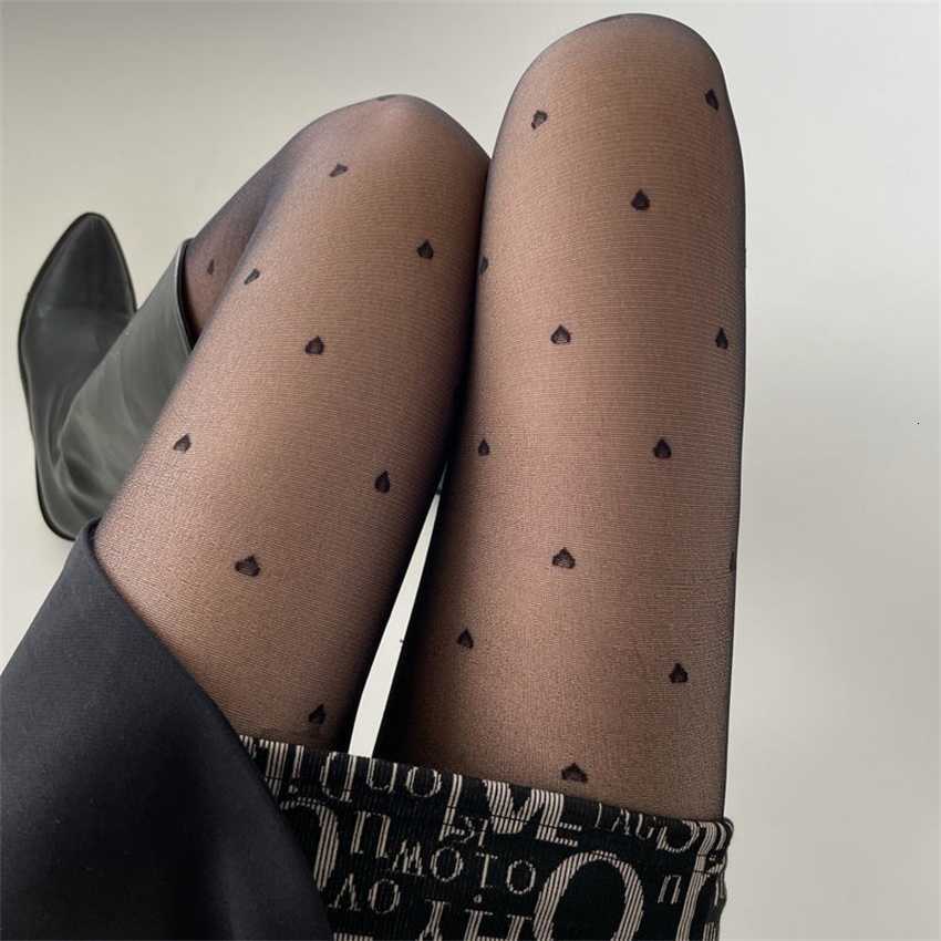 

Thin pantyhose black silk love jacquard stockings polka dots JK Lolita, Love white