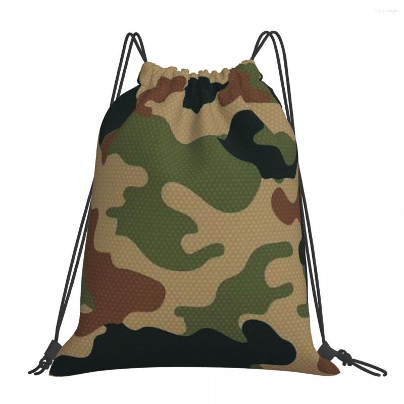 

Shopping Bags Camouflage Army Green Print Drawstring Men Women Storage Backpack Teenager Travel Bag Multi-function Pocket, White