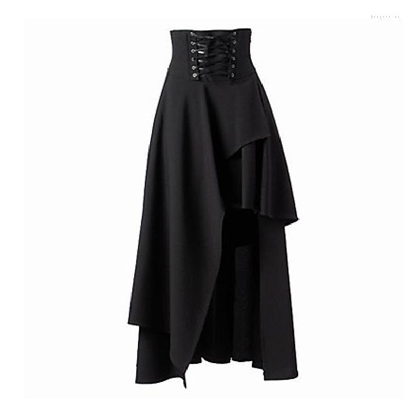 

Skirts Medieval Woman Vintage Gothic Skirt Pirate Halloween Costume Renaissance Steampunk High Waist, Black
