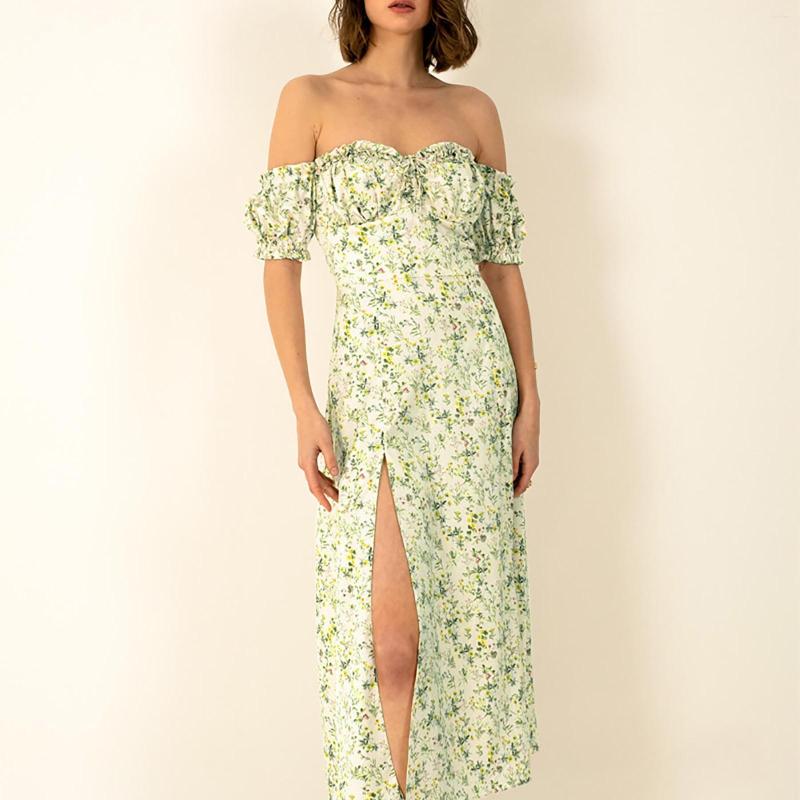 

Casual Dresses 2023 Women' Sexy Floral Summer Sundress Backless Split Hem Elegant Party Midi Beach Dress, Beige