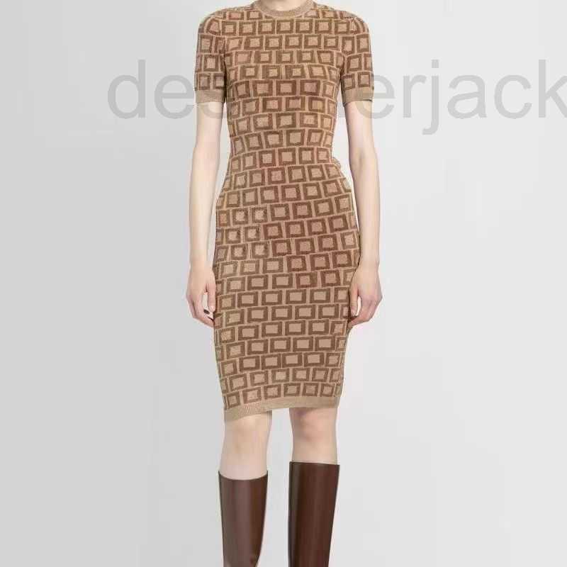 

Casual Dresses Designer Dress Women Knitted Classic Vintage Knit Skirt Fashion Letter Womens Pattern Clothing 4ZS3, Brown1