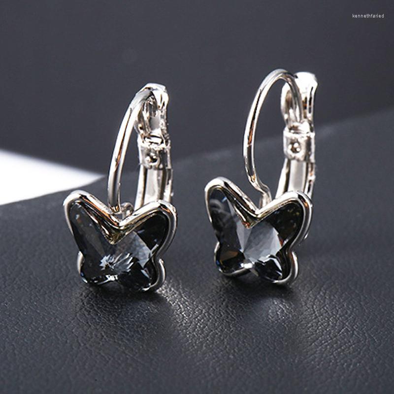 

Dangle Earrings Women Small Butterfly Drop Made With Austrian Crystal For Wedding Party Jewellery Silver Plated Trendy Girl Bijoux Gift