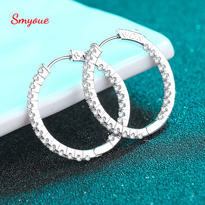 

Stud Smyoue 288CT White Gold Hoop Earring for Women Sparkling Full Enternity Diamond Earrings 31cm 925 Sterling Silver 230313