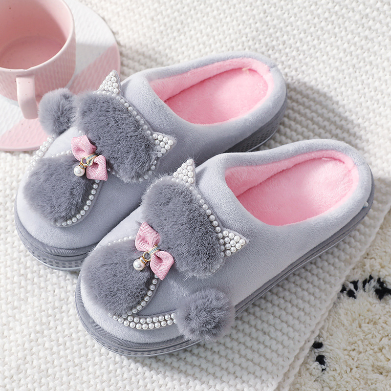 

Slippers Women Cotton Slippers Cute Cat Slippers Ladies Platform Indoor Shoes For Women Winter slippers Home Slippers Female Warm Shoes 230313