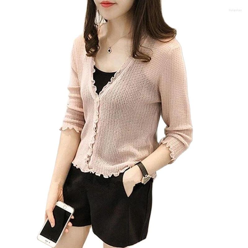 

Women' Jackets Cardigan Jacket Women Summer 2023 Air-Conditioning Shirt Thin Short Coat Female Sunscreen Shawl Knitted Outerwear Ladies, White