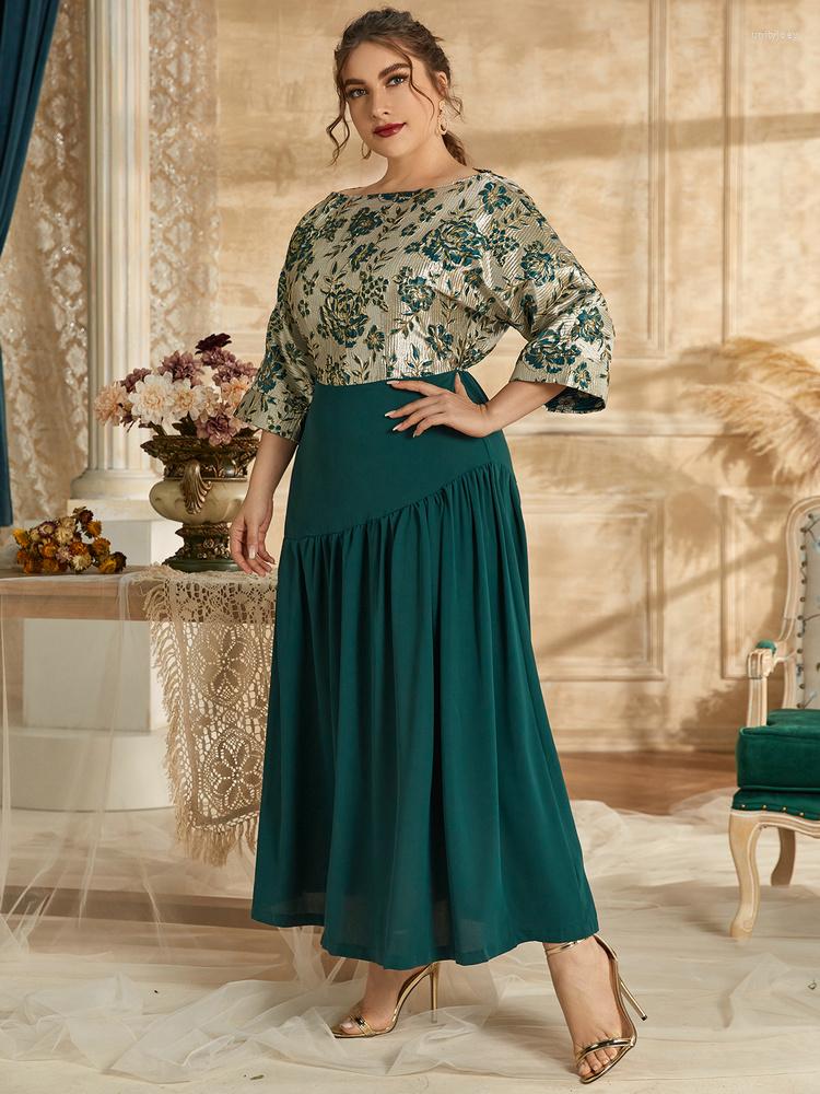 

Party Dresses Large Size Maxi Dress Fashion Elegant Plus Long For Women Year 2023 Female Women's Evening Shirt Festival, Green