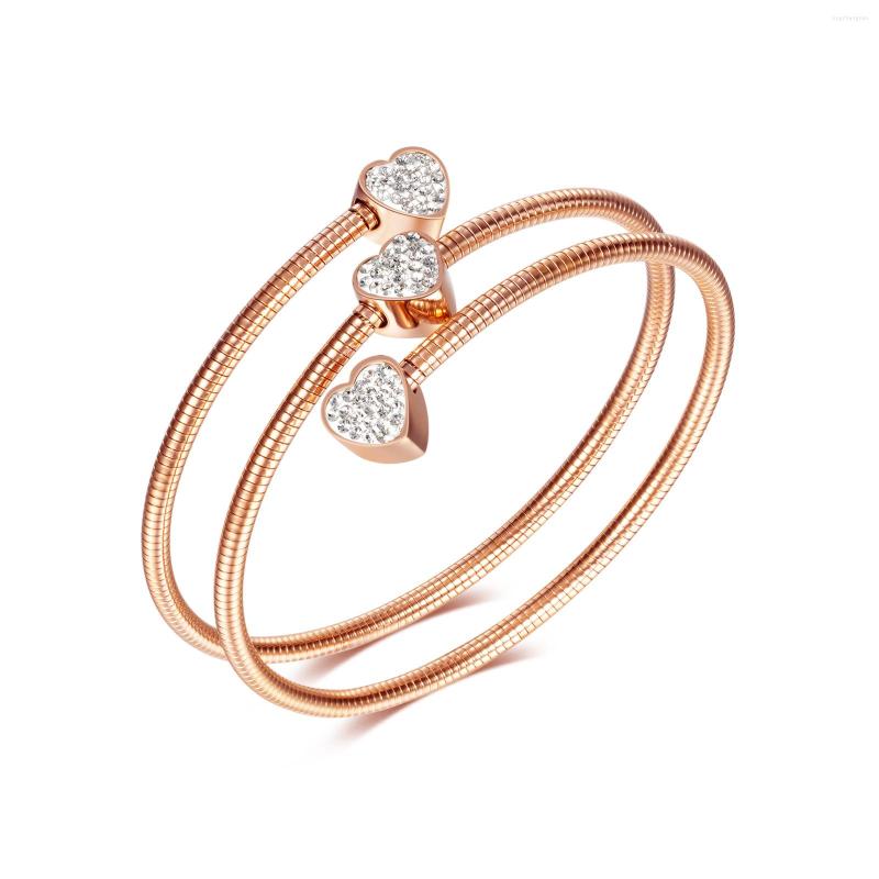 

Bangle Jewelry Simple Titanium Steel Heart-Shaped Zircon Open Stainless For Women