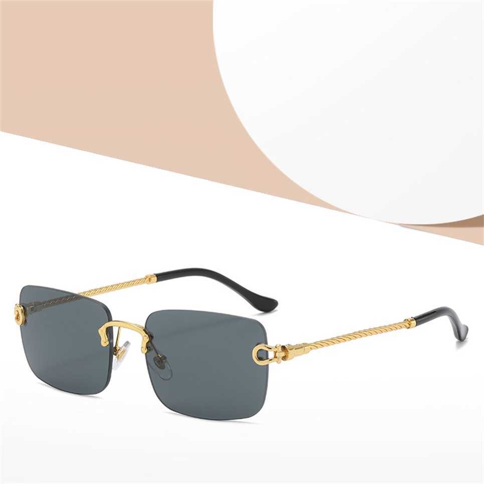 

Sunglasses 2023 new 8035 Frameless Square Trimmed New Metal Twisted Mirror Legs for Men and Women Street Fashion Photography