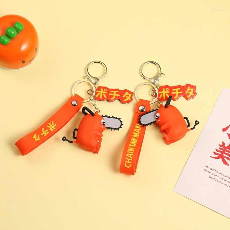 

Keychains Anime Chainsaw Man Key Chain Lovely Soft Rubber Pochita Car Ring Denji Makima Pendant Jewelry Lover Gift