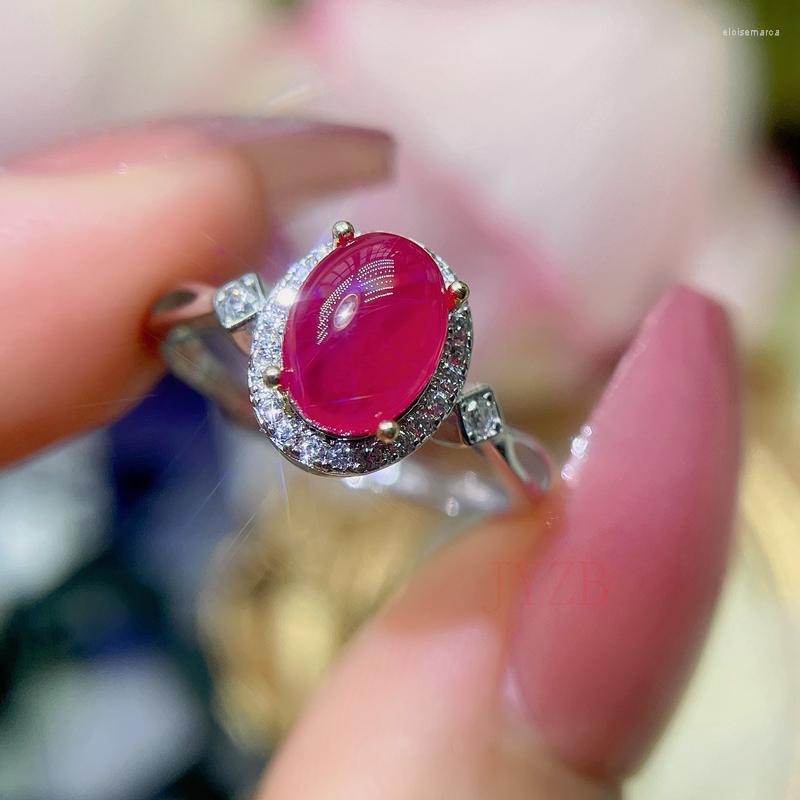 

Cluster Rings High Jewelry Ruby Ring Sterling Silver Inlaid With Fire Color Flash Japan And South Korea Trend Fashion Versatile