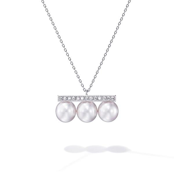 

Pendant Necklaces Silver Balance Bar Pearl Necklace With Cubic Zirconia Stone For Women Luxury Quality Earring Jewelry Set Wedding Party