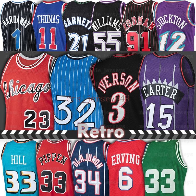 

23 Michael Basketball Jerseys Allen 3 Iverson Jason 55 Williams Dennis 91 Rodman Scottie Pippen Thomas Vince 15 Carter Patrick 33 Ewing Tim 1 Hardaway Julius 6 Erving, Men3