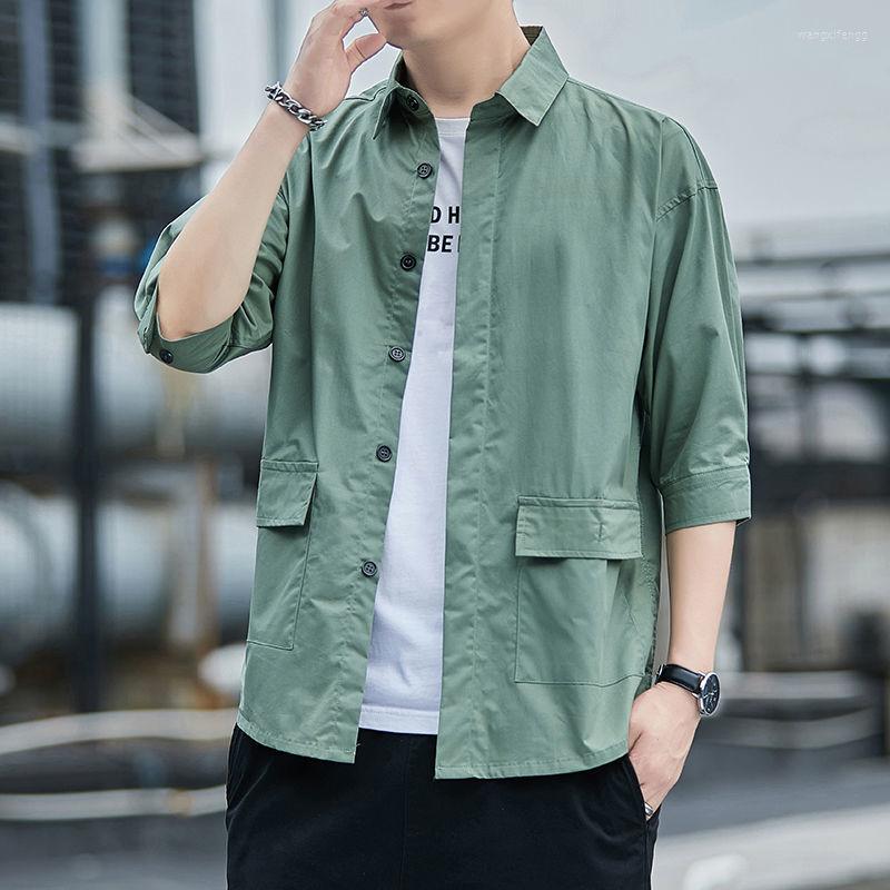 

Men's Casual Shirts 4XL Spring Summer Men's Blouse Cotton Loose Breathable Solid Color Shirt For Men Tops Streetwear Male Clothing Q74