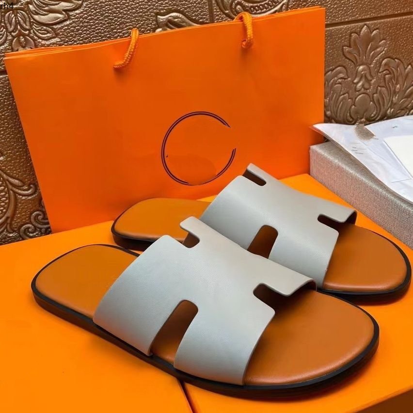 

Fashion Paris Luxe Designer Men's Slipper Oran Heritage Calfskin Sandals Izmir flip flop Men Large mkjk rh40000003, 24