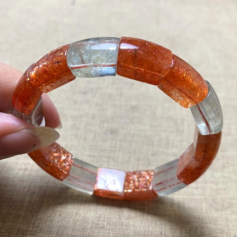 

Strand Natural Gold Sunstone Strawberry Quartz Beryl Bracelet 16x12mm Flash Arusha Clear Rectangle Beads Women Bangle