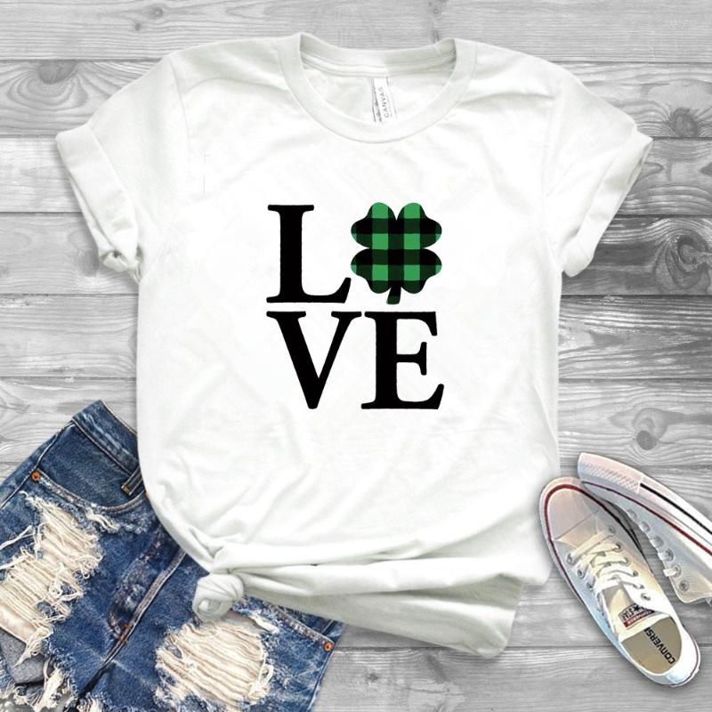 

Women's T Shirts 2023 St Patricks Day T-Shirt Womens Shamrock Shirt Love Plaid Patrick Lucky, White