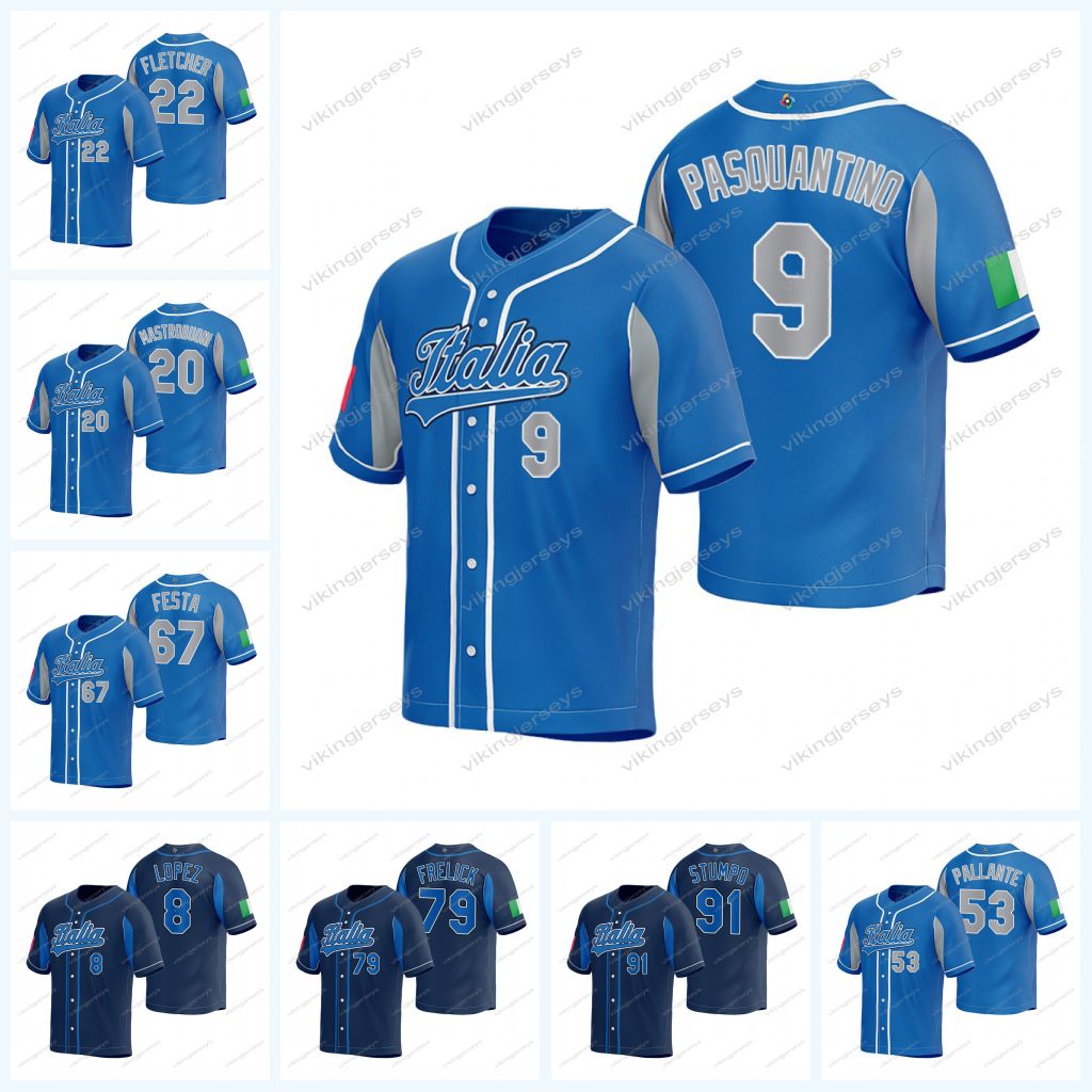 

Italy 2023 WBC World Baseball Classic Jersey 31 PIAZZA 35 Brian Marconi 33 Matt Harvey 9 Vinnie Pasquantino Vincenzo Aiello Glenn Albanese Jr. Alex Bassani Bocchi Joe, 2023 navy