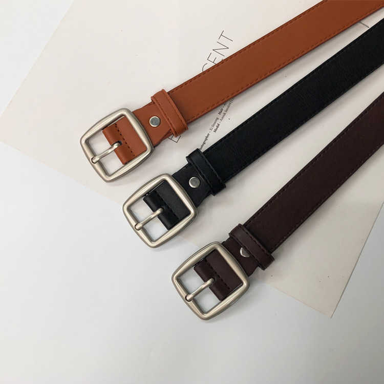 

Waist Chain Belts Buckles Men's Women's New women's belt Korean leisure belt fashion decoration Square imitation leather belt, Black