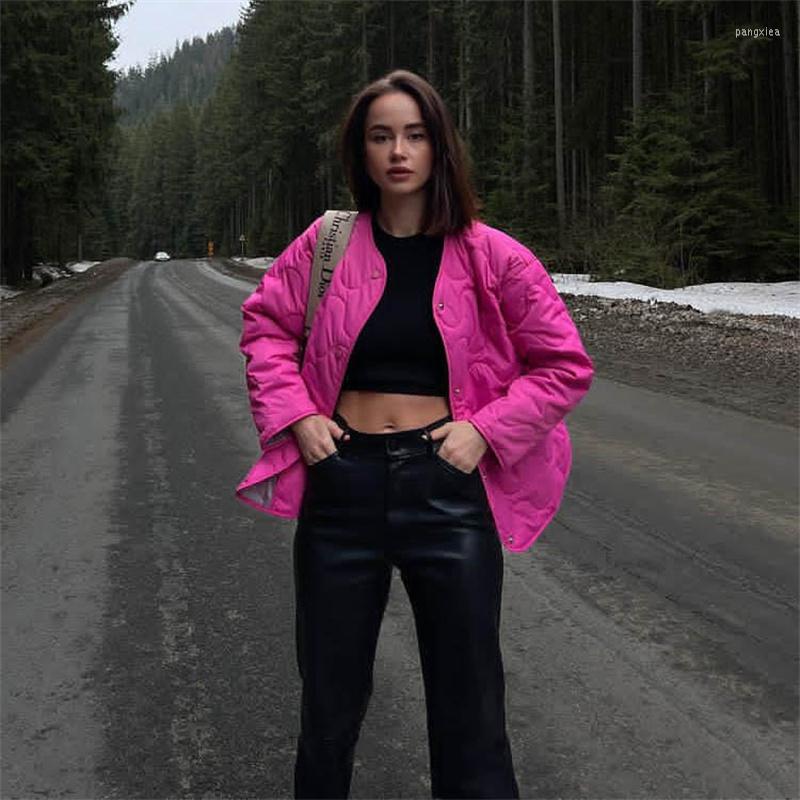 

Women' Trench Coats Women Winter Jacket Streetwear Buttons Solid Pink Warm Down Cotton Female Casual Loose Pocket Outwear Clothing, Khaki