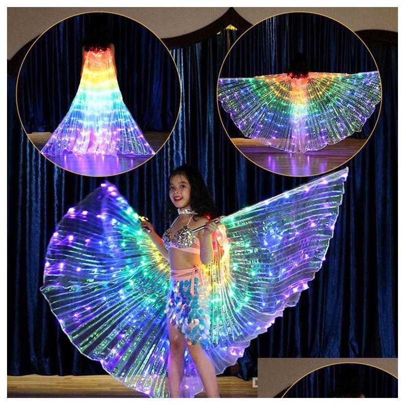 

Dancewear Girls Colorf Led Light Belly Dance Wings Butterfly Costume For Kids Oriental Indian Bellydance Performance Dancing Accesso Dhjjr, As show