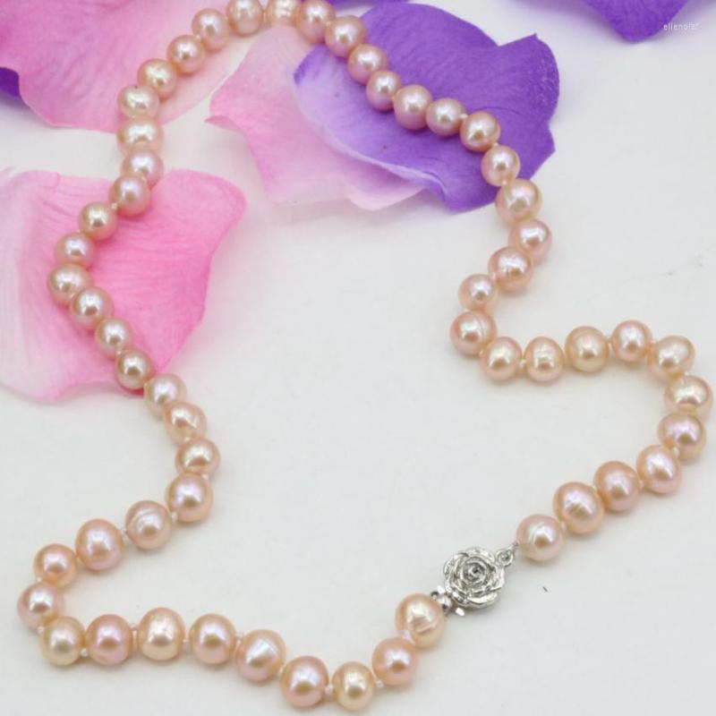 

Chains Elegant Natural Orange Cultured Freshwater Pearl 7-8mm Beads Nearround Chain Clavicle Necklace For Women Jewelry 18inch B3224