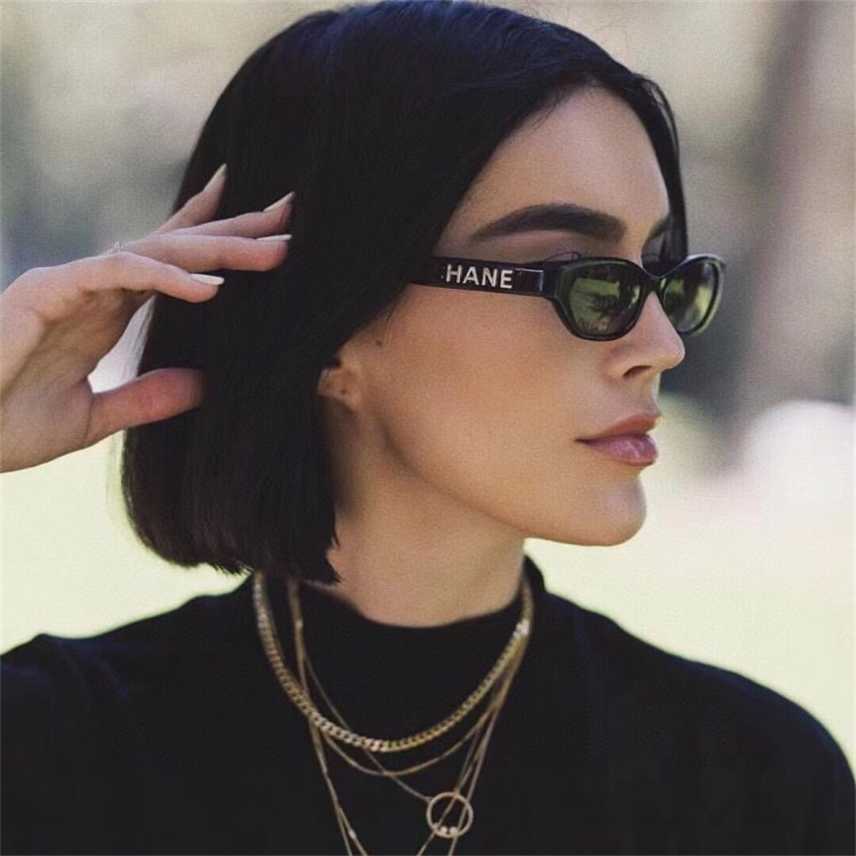 

Sunglasses 2023 new Small fragrance letter leg fashion net red cat's eye Ouyang Nana same sunglasses a71280