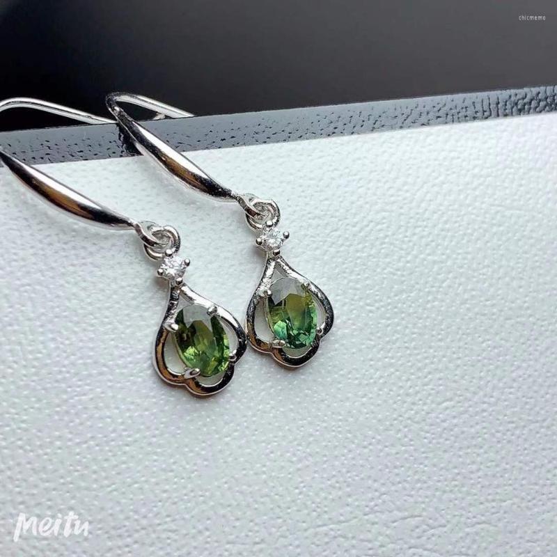 

Dangle Earrings 925 Silver For Women Blue Sapphire Gemstone Jewelry Wedding Birthstone Gift