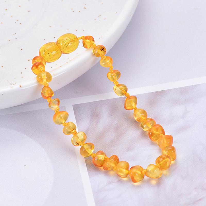 

Charm Bracelets 1PC 15cm Natural Ambers Teething Baltic Baby Bracelet Children Molars DIY Irregular On Hand Child Jewelry