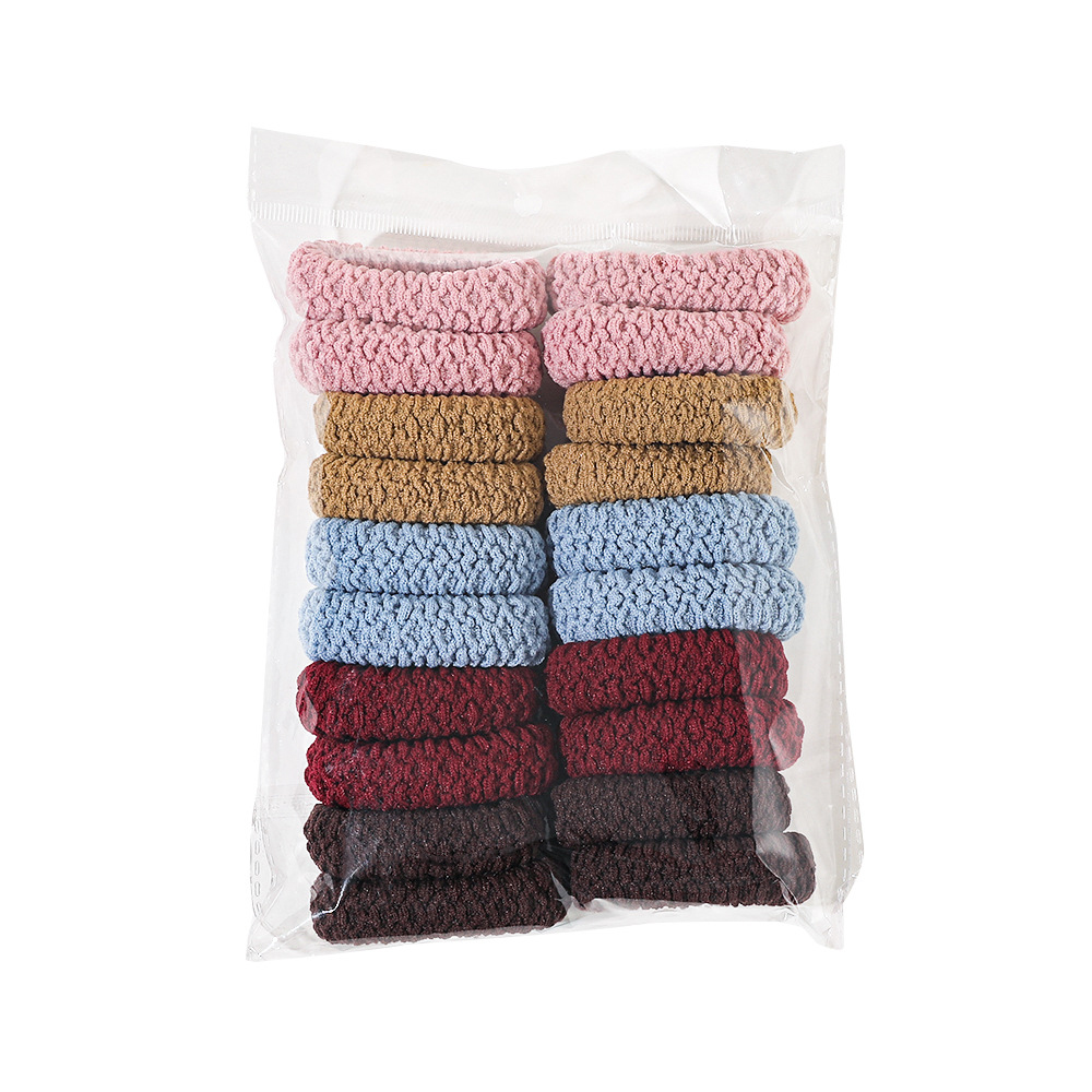 

20pcs/set Solid Color Ribbon Wrinkle Thick Towel Women Hair Bands High Elasticity Rubber Bands Link Rope Hair Accessories Cotton Hair Ties 1903, As option show