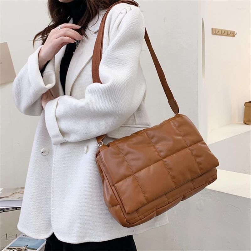 

Evening Bags Winter Fashion Women's Space Bag Soft Pu Leather Padded Shoulder Crossbody For Women 2023 Female Messenger Sac, Brown bag